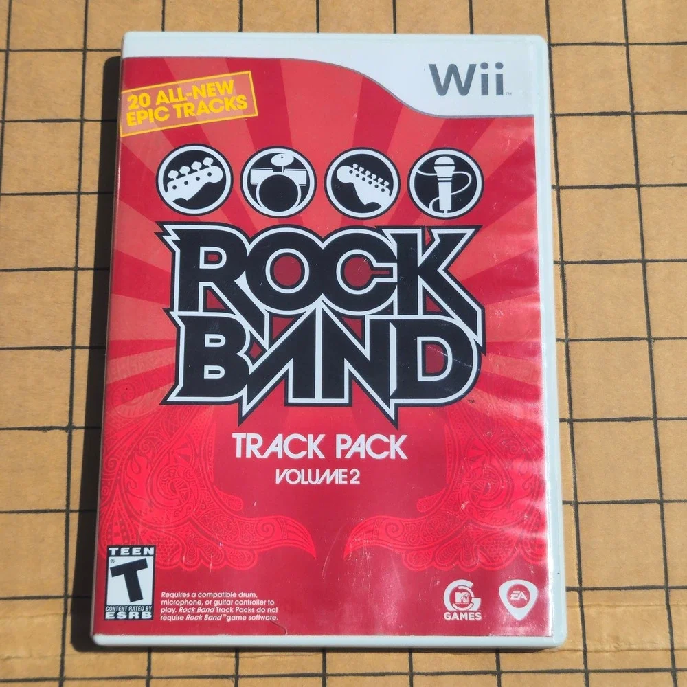 Rock Band‎ Track Pack Volume 2 Nintendo Wii Game Disc Case 20 Tracks Teen Rated